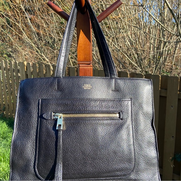 Vince Camuto Other - Vince Camuto Black Leather Tote Bag Elvan Style Gold Hardware Work Bag